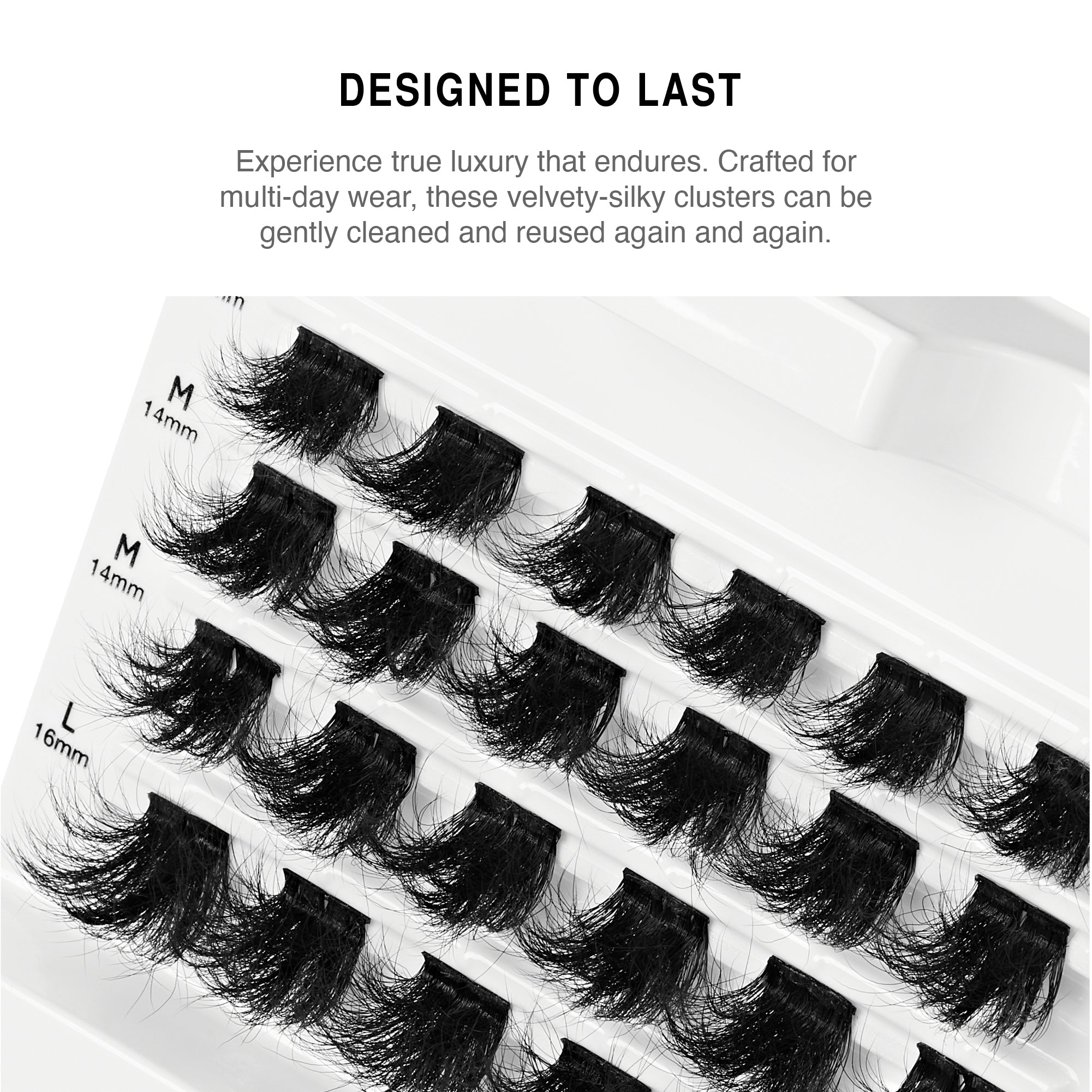 ve19_extra_004  "VLuxe Extended Core Luxe Faux Mink Lash Clusters product view."